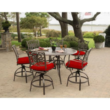 Hanover Traditions 7-Piece Outdoor Dining Set with Red Cushions