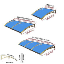 KDDEON Blue Curved Polycarbonate Cover,Aluminum Alloy Household Window Rain Shelter Cover,Door Window Awning,Back Porch Garden Awning Shelter,Eaves Balcony Sunshade Canopy,Customizable (47"x94")
