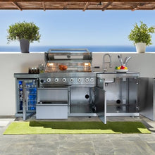 6 Burner Outdoor Kitchen Island with Grill, 85000 BTU Deluxe Stainless Steel Modular Outdoor Kitchen, Gas Propane BBQ Island with Electric Rotisserie, Storage Cabinets & Drawers, 43"W, Silver