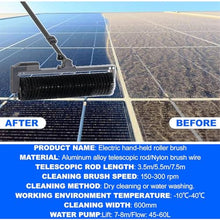 Electric Solar Panel Cleaning Tools, 60cm Roller Brush Head, Solar Photovoltaic Panel Cleaning Machine, Water Fed Pole Cleaning Kit,7.5M