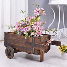 ZOCWJK Wooden Flower Display Stand Small Cart Plant Pot Holder for Desktop Balcony Antiseptic Solid Wood Construction,