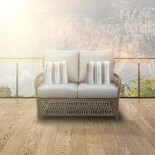 Four Seasons Courtyard Positano Wicker Loveseat Bench with 2 Accent Pillows