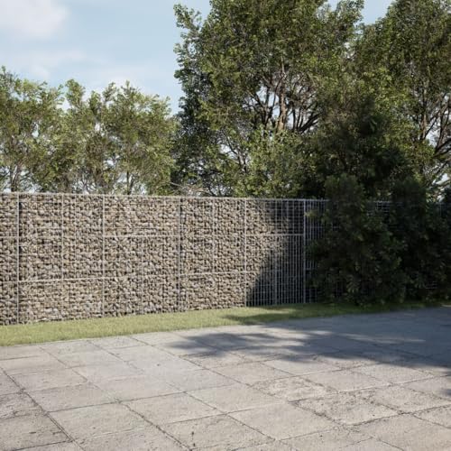 YNGBHFNOP Extra Large Heavy Duty Galvanized Steel Gabion Basket for Retaining Walls and Garden Landscaping, Industrial Style, Easy Tool-Free Assembly, Holds 400 lbs, Silver Metal Mesh Planter Box