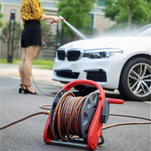 Garden Hose Holder Compact Hose Reel 30m /100ft,Integrated Handle, Supplied with Multi-Purpose Hose, Fittings and Nozzle, for Garden Watering, Car Washing, Yard Cleaning Pipe Hose Storage Organizer