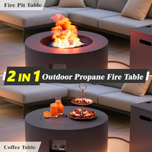 Dineli 30" Round Propane Fire Pit Table Firepit Table for Outside Patio