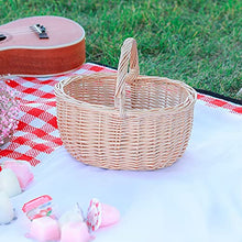 Storage Basket,Picnic,Handmade Wicker with Handle,Woven Hamper, Camping with Double Lids,Portable Shopping with Cloth Lining