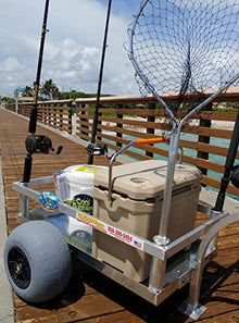 Alumacart Bimini Aluminum Beach Wagon with Four Rod Holders Silver