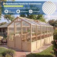 8x14 FT Wooden Greenhouse Kit, Walk-in Greenhouses with Wood Frame, Ventilated Window, Lockable Door & Polycarbonate Panels, Large Polycarbonate Greenhouse for Outside, Garden, Backyard, Patio, Lawn