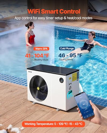 VEVOR Pool Heat Pump Max 93390 BTU, Electric Pool Heater for Above & In-Ground Up to 22455 Gallons, All-DC Inverter Technology, WiFi & App Remote Control, Multiple Protection for Swimming Parties