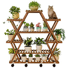 ZOCWJK Plant Stands,Flower Stand,Shelf Wood Balcony Flower Shelf Living Room Indoor Floor Type Plant Flower Pot Standnishings/Walnut/B,