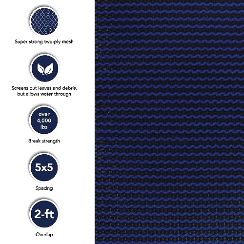 Blue Wave Rectangular In Ground Pool Safety Cover with Center Step Blue
