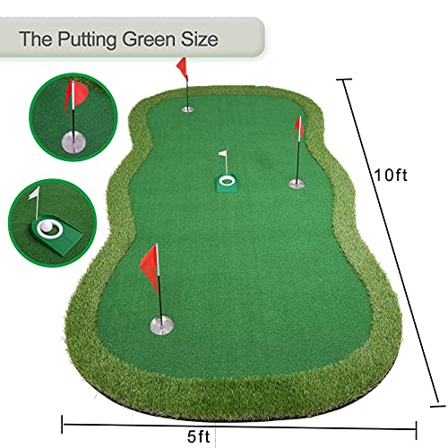 Chriiena Golf Putting Green Mat Large Professional Indoor Outdoor Putting Green-5X10ft