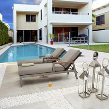 PatioFestival Outdoor Wicker Rattan Chaise Lounge Chair Set with Adjustable Backrest, Grey