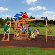 Backyard Discovery Beach Front Cedar Swing Set with Monkey Bars Multicolor
