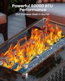 Ciays 43″ Propane Fire Pit, CSA-Listed 60,000 BTU Outdoor Gas Fire Pit Table with Glass Wind Guard, Tempered Glass Top, Lid, Glass Rocks, Adjustable Legs, Fire Table for Patio, Garden & Party, Black