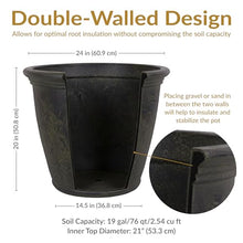 Sunnydaze Anjelica 24'' Large Plastic Planter Pot for Plants, Sable, 4pk