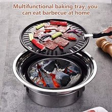 Charcoal Barbecue Grill Stainless Steel Non-stick Barbecue Tray Grills Portable Charcoal Grill for Outdoor Camping Bbq
