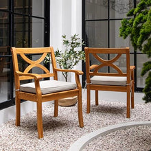 Cambridge Casual Harbor 3-Piece Teak Wood Outdoor Patio Bistro Chat Set, Side Table and 2 Patio Chairs for Garden, Balcony, Backyard and Poolside, Beige Cushion/Teak Wood