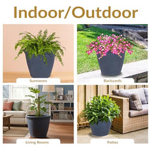 Sunnydaze Anjelica 24'' Large Plastic Planter Pot for Plants, Slate, 3pk