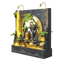Elegant Zen Landscape Waterfall Fountain with LED Lighting and Artificial Greenery – Indoor and Outdoor Feng Shui Water Feature for Home and Garden Décor(2757)