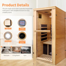 HOSAUNA 1 Person Infrared Sauna Hemlock Wood with LCD Control 980W Indoor
