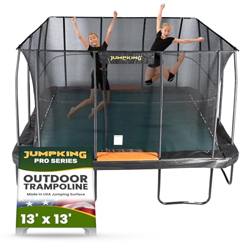 JumpKing Pro-Series 13'x13' Square Trampoline with Enclosure Net Black