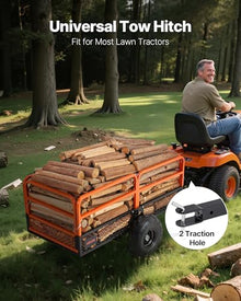 VEVOR 22 Cu.Ft 1600Lbs Steel ATV UTV Trailer Tow Behind Dump Cart, Heavy Duty Pull Behind Utility Dump Trailer for Lawn Mower Trailer Tractor Garden Yard with Removable Rear Panel