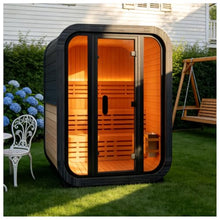 amocane Outdoor Steam Sauna 2 Person, Canadian Hemlock Sauna Spa with 4.5KW ETL Sauna Heater, Traditional Backyard Cube Wooden Sauna with 8mm Tempered Brown Glass, 0-195℉