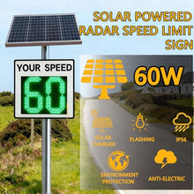 JIYINGHUI All-Weather Solar Radar Speed Sign, LED Speed Limit Radar Detective Display, IP65 Waterproof Aluminum, 24"x35" with Remote Control, with 40W Solar Panel 60 * 60cm