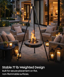 eldimer no.04 - Wood Burning Carbon Steel Fire Pit 23.6" - Industrial Outdoor Fire Bowl for Backyard and Patio