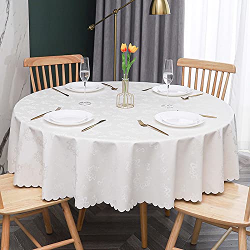 Round Tablecloth, Waterproof & Stain Resistant Table Cloth, Heavy Duty Wrinkle Free Round Table Cloth, Dining Table Cover Cloth, Round Patio Table Cover, for Outdoor Picnic, Kitchen (O 126in)