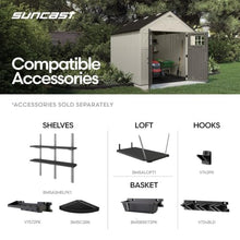 Suncast 8x10 Ft. Outdoor Storage Shed - Large Resin Outdoor Shed with Floor Included, Lockable Double Doors & Skylights. 547 Cu Ft Tremont Garden Resin Sheds for Lawn Tools, Riding Mowers, & Bikes