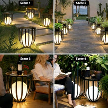 MIUWLXT Outdoor Solar Patio Side Table, 20" Black Round Table Made of Metal