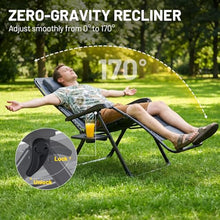 Timber Ridge Zero Gravity Chair, Oversized Lawn Chairs Outdoor Recliner Reclining Patio Lounge Chair with Adjustable Headrest and Side Table for Camping, Outdoor, Patio, Support 350lbs, Grey
