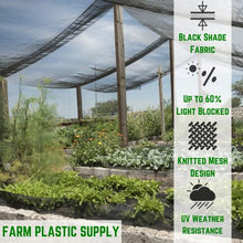 Farm Plastic Supply - Black Shade Cloth - 60% - (12' x 75') - Mesh Fabric for Fence Privacy Screen, Garden Shade, Mesh Fence Screening, Shade Cloth Rolls, Wind Screen