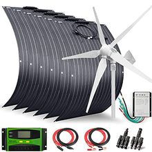 AUECOOR 1600 Watts 24 Volts Solar Wind Hybrid System Kit:6pcs 100W ETFE Flexible Monocrystalline Solar Panel+1000W Wind Turbine Generator+Accessories
