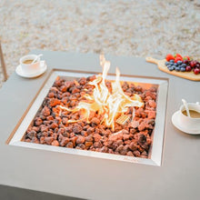 Westport Concrete Fire Pit 34" x 34" Patio Firepit Includes Lava Rocks Modern Fire Pits & Outdoor Fireplaces for Garden, Deck, Indoor & Outdoor Heating