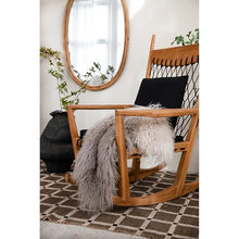 Bloomingville Teakwood and Woven Rope Rocking Chair with Cushions, Black and Natural