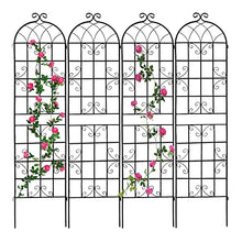 Metal Garden Trellis Rustproof Trellis for Climbing Plants Outdoor Flower Support, Powder Coated Galvanized Round Pipe, Suitable for Vine Plants, Pea Trellis, Screen or Corner Support (Black,4)