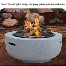 Outdoor Party BBQ Fire Pit for Patio, Fire Bowls with Grill Shelf and Mesh Cover Round Tabletop for Placing Drinks Roasting Supplies, Garden Patio Decor