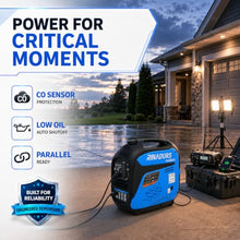 2800W Peak Portable Inverter Generator, Fuel Efficient Gas Powered Generator with CO Sensor, Parallel Ready for Camping, Tailgating, Outdoor Use and Emergency Backup by RINADURS