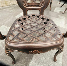KUYBTU Garden Bench Cast Aluminium Bistro Set of 2 Chairs and Round Table,Outdoor Garden Furniture Sets for Dining, Patio, Terrace, Decking