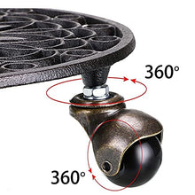 SIDUFHAOPKLL Cast Iron Plant Pallet Caddy Pot With Heavy Duty Wheels Round Flower Planter Trolley Casters Rolling Tray Coaster(E)