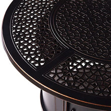 Aluminum 57,0000 BTU 44 in. Round Propane Black Fire Pit Table with Fire Beads, Lid, Propane Tank Cover and Table Fabric Covers in Copper Finish