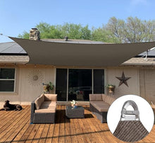 Coarbor 25'x25' Reinforced Wire Sun Shade Sail Rectangle Heavy Duty Strengthen Canopy Cover with A Ring Steel Cable Wire for Patio Backyard Deck Yard Garden Pergola Porch, Brown