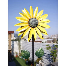 GenSDH Outdoor Patio Decor, Flower Garden Wind Spinner Large Metal Decor Wind Sculpture for Yard Garden Ornament Windmill Spike,Yellow 2M,Yellow 2m