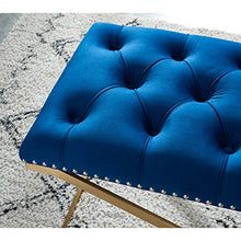 IH CASADECOR Imperial Tufted Double Bench Silver X Base Navy Blue
