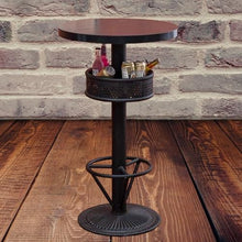 JOSOGO Retro Industrial 3-Piece Bar Table and Stools Set, Round Pub Table with Storage Basket + 2 Swivel Wood Bar Stools, Vintage Bistro Table Set for Home Bar, Kitchen, Patio, Cafe(Table)