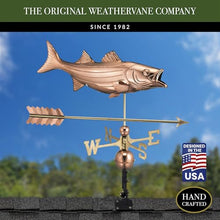 Bass with Arrow Weathervane - Pure Copper