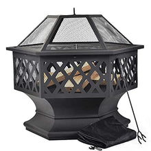 Garden Fire Pit Grill Bowl Grill Barbecue Rack Garden Fire Pit, 3 in 1 Outdoor Fire Pit Table for, Ice Pit, Patio Heater, Metal for Camping Barbecue, 21" X 22" X 28"